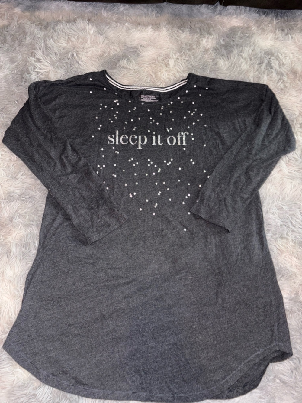 Victoria's Secret Charcoal Gray Graphic Sleep Tee with White Print